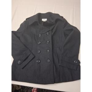 Charles Klein Wool Pea Coat Black Pleats SZ XLP Classic Classy Stealth Wealth